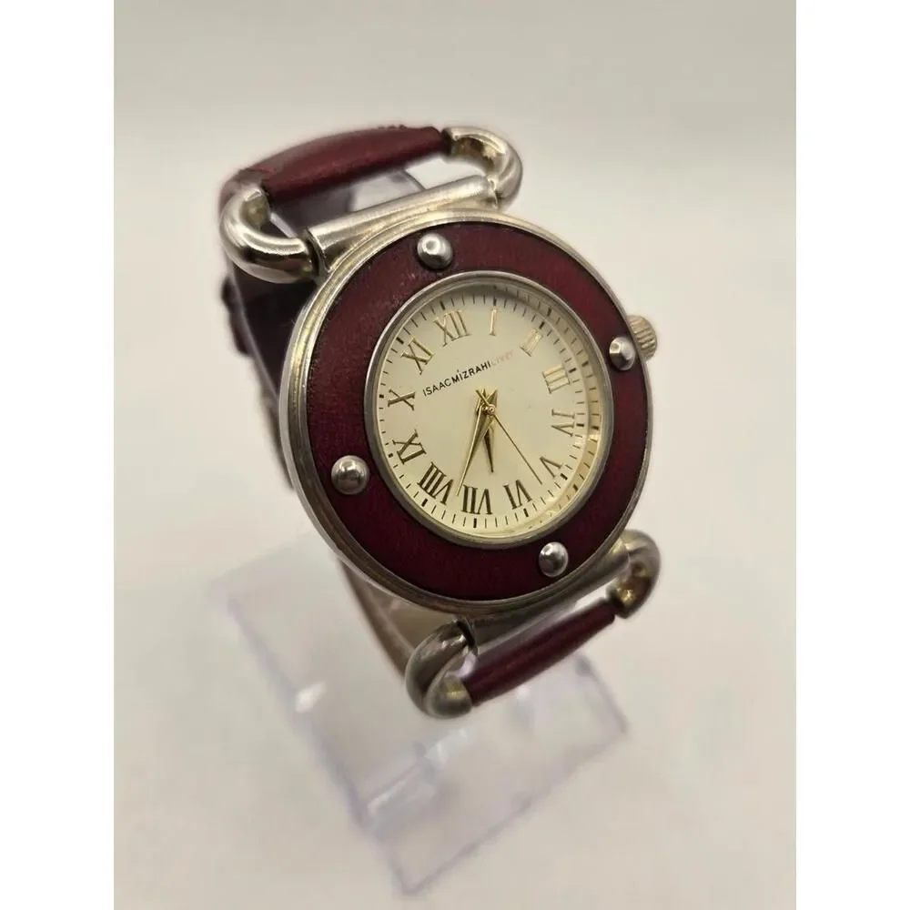 Isaac Mizrahi Live! Genuine Red Leather Quartz Analog Ladies' Watch